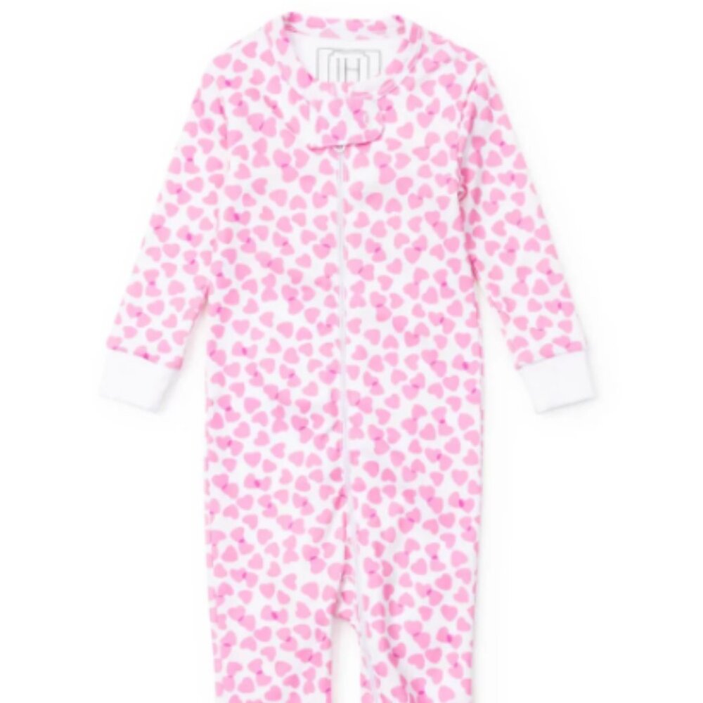 Pink Hearts Pima Footie - Lila & Hayes